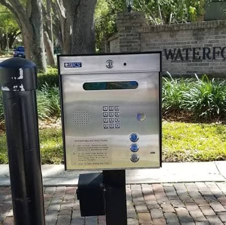 Legacy gate callbox at a property entrance
