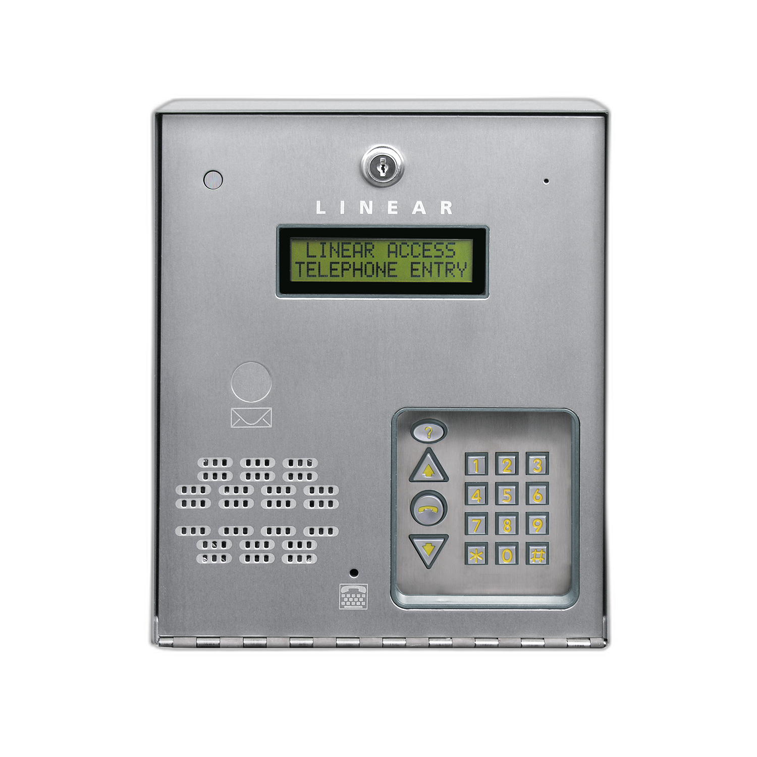 Linear AE-100 telephone entry callbox at a gated property